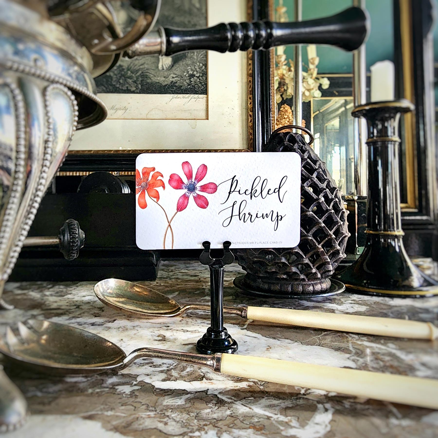 Set/ 12- Anemones Custom Tags for dishes drinks and more