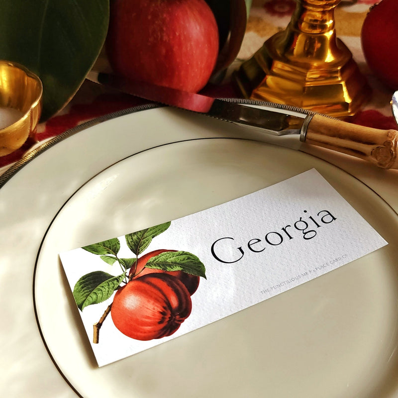 Apple Medley - Custom Place Cards - Oblong - Laydown - The Punctilious Mr. P's Place Card Co.