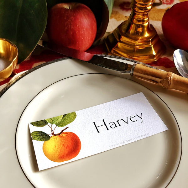 Apple Medley - Custom Place Cards - Oblong - Laydown - The Punctilious Mr. P's Place Card Co.