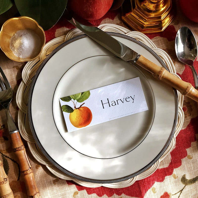 Apple Medley - Custom Place Cards - Oblong - Laydown - The Punctilious Mr. P's Place Card Co.