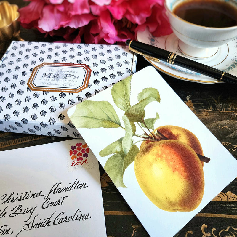 Apple Medley - Pack of Custom Note Cards - The Punctilious Mr. P's Place Card Co.