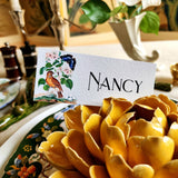 Birds, Berries & Butterflies - Custom Place Cards - Laydown - The Punctilious Mr. P's Place Card Co.