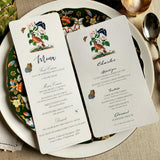 Birds, Berries & Butterflies Menu Cards - s/4 - The Punctilious Mr. P's Place Card Co.