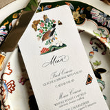 Birds, Berries & Butterflies Menu Cards - s/4 - The Punctilious Mr. P's Place Card Co.
