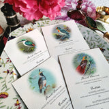 Birds of India - Custom Menu Cards - s/4 - The Punctilious Mr. P's Place Card Co.