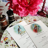 Birds of India - Custom Menu Cards - s/4 - The Punctilious Mr. P's Place Card Co.