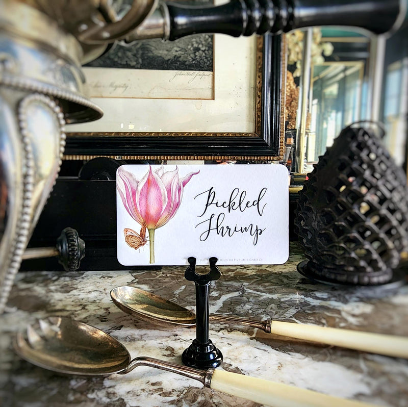 Blossoms - Custom Buffet Tags s/12 - The Punctilious Mr. P's Place Card Co.