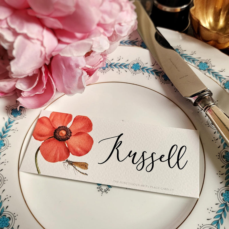 Blossoms - Custom Place Cards - Laydown - The Punctilious Mr. P's Place Card Co.