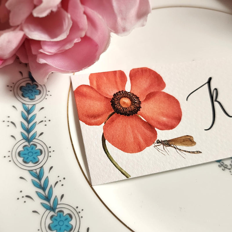 Blossoms - Custom Place Cards - Laydown - The Punctilious Mr. P's Place Card Co.