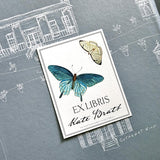 Blue Butterflies - Custom Bookplate - The Punctilious Mr. P's Place Card Co.