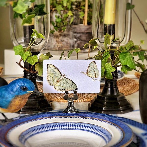 Blue Butterflies - Custom Place Cards - Upright - The Punctilious Mr. P's Place Card Co.