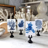 Blue Seaweed & Coral - Custom Place Cards - Upright - The Punctilious Mr. P's Place Card Co.