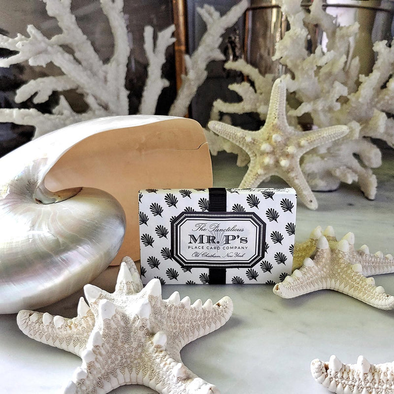 Blue Seaweed & Coral - Custom Place Cards - Upright - The Punctilious Mr. P's Place Card Co.