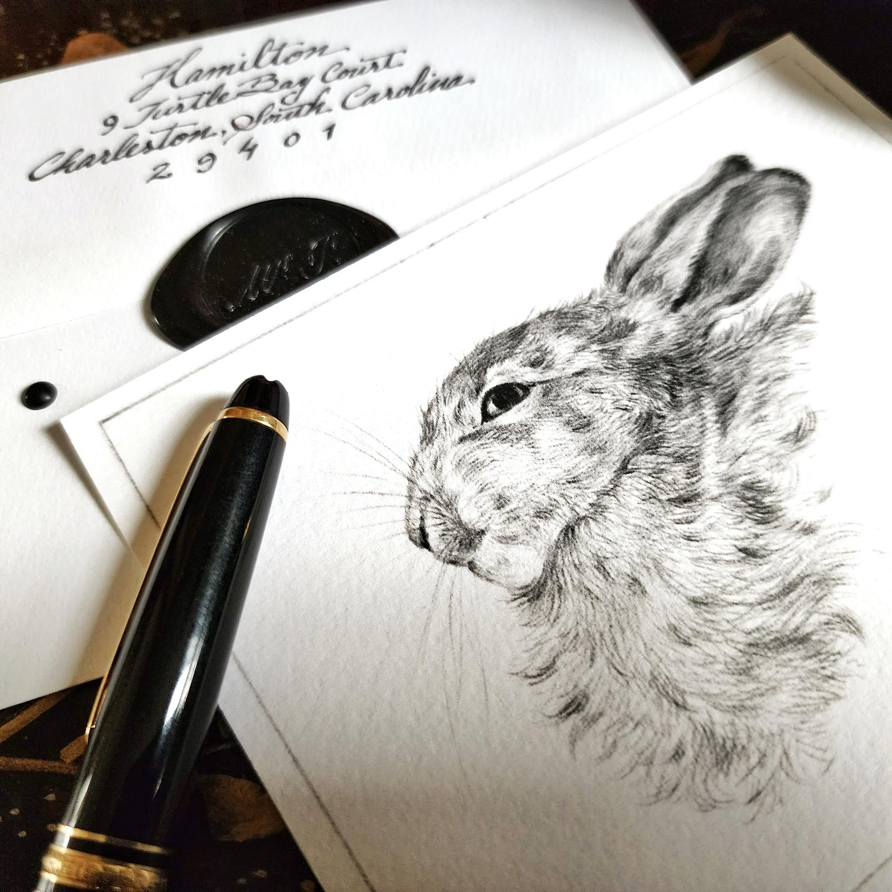 Set/ 12 Bunny- Custom Note Cards and Stationery Set