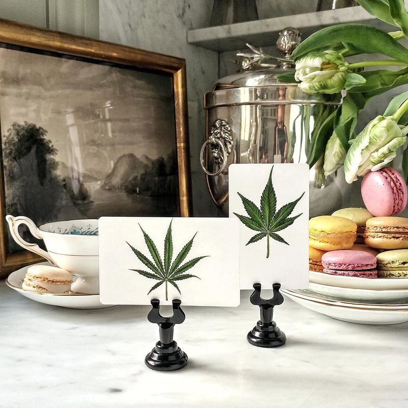 Cannabis Leaf Motif - Custom Place Cards - Upright - The Punctilious Mr. P's Place Card Co.