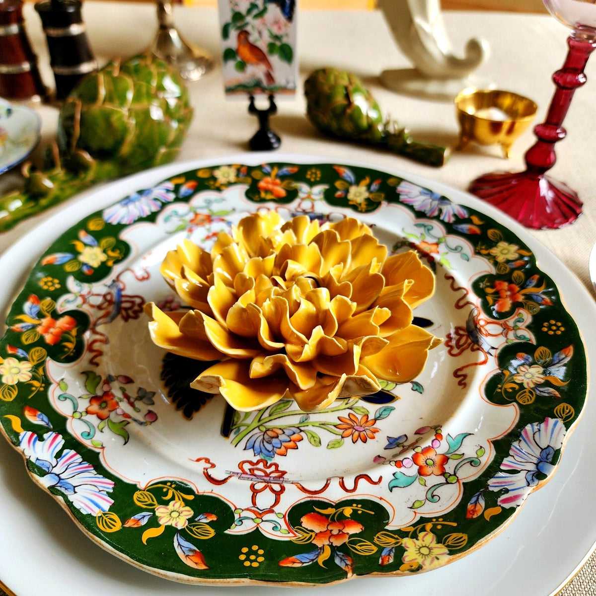   手描き花柄皿 MRX Ceramic Blossoms | The Punctilious Mr. P's Place Card Co.