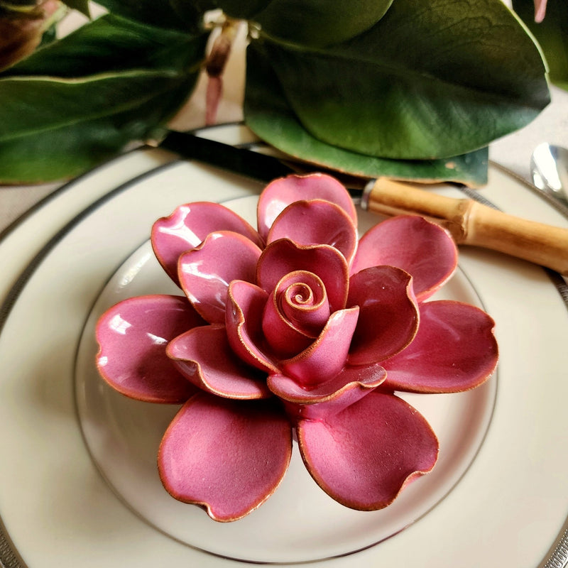 Ceramic Blossom - Gardenia - Pink - The Punctilious Mr. P's Place Card Co.