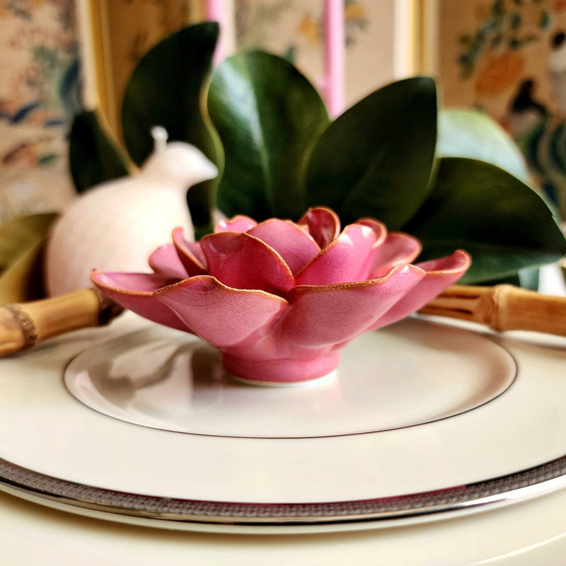 Ceramic Blossom - Gardenia - Pink - The Punctilious Mr. P's Place Card Co.