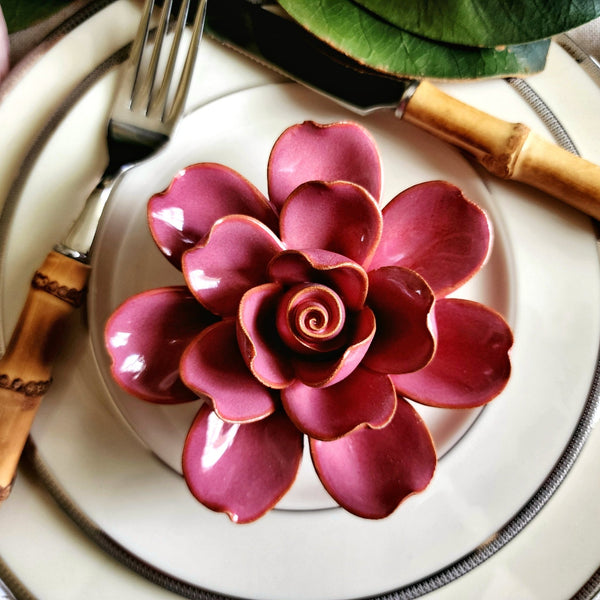 Ceramic Blossom - Gardenia - Pink - The Punctilious Mr. P's Place Card Co.