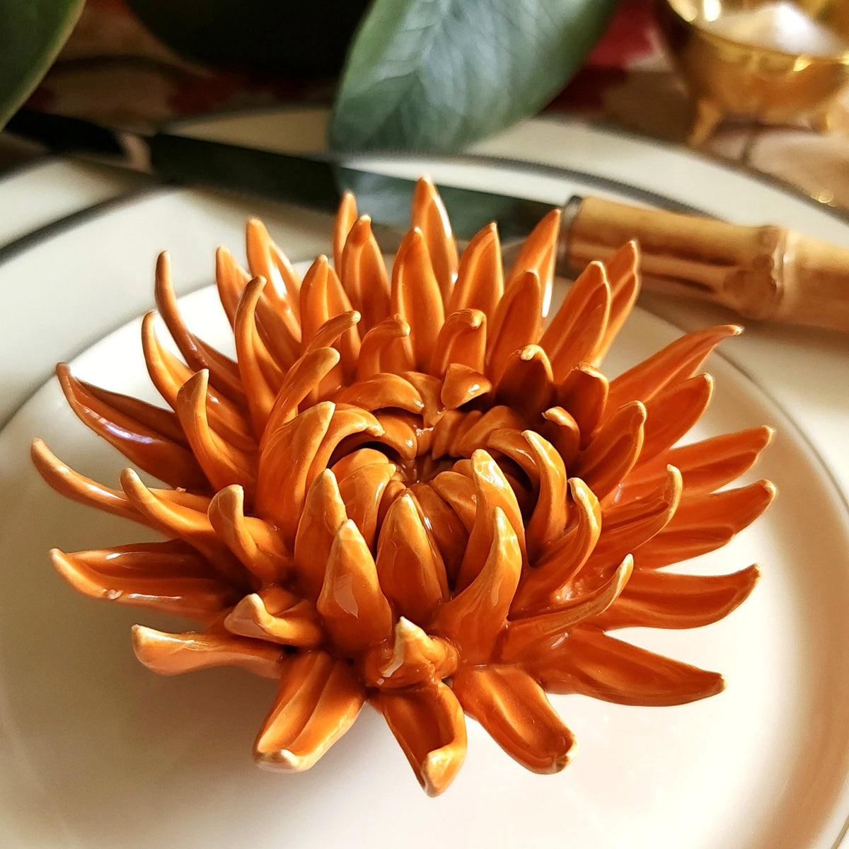 Punctilious Mr. P's Place Card Co. - Ceramic Blossom - Mum- Fiery