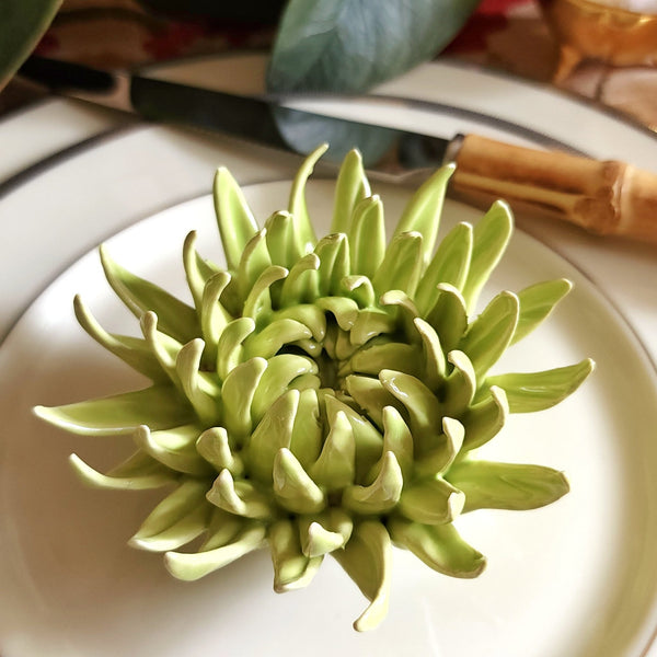 Ceramic Blossom - Mum - Pistachio - The Punctilious Mr. P's Place Card Co.