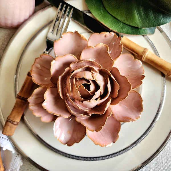 Ceramic Blossom - Peony - Peach Blush - The Punctilious Mr. P's Place Card Co.