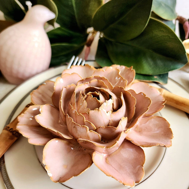 Ceramic Blossom - Peony - Peach Blush - The Punctilious Mr. P's Place Card Co.