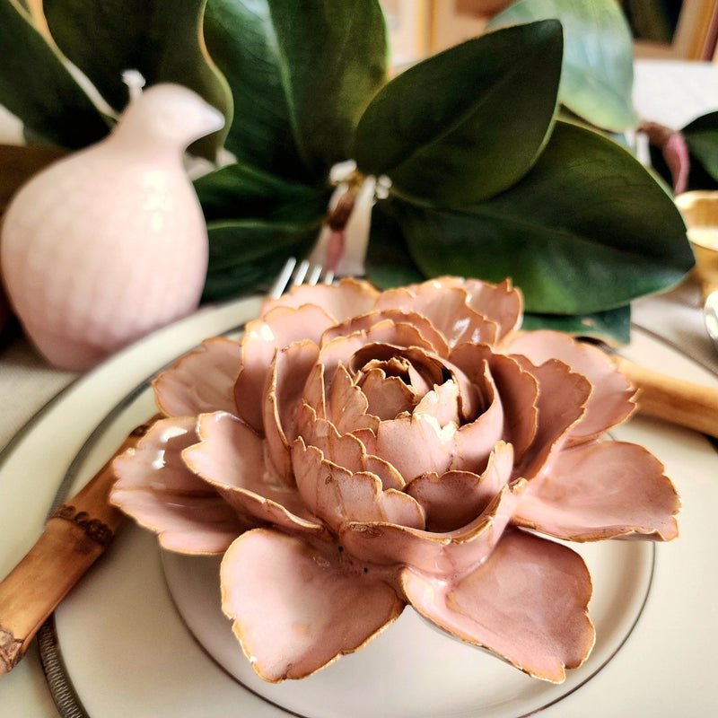 Ceramic Blossom - Peony - Peach Blush - The Punctilious Mr. P's Place Card Co.