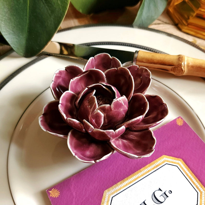 Ceramic Blossom - Peony - Radicchio - The Punctilious Mr. P's Place Card Co.