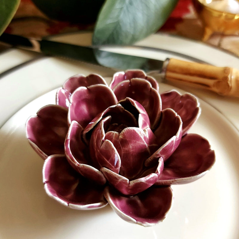 Ceramic Blossom - Peony - Radicchio - The Punctilious Mr. P's Place Card Co.