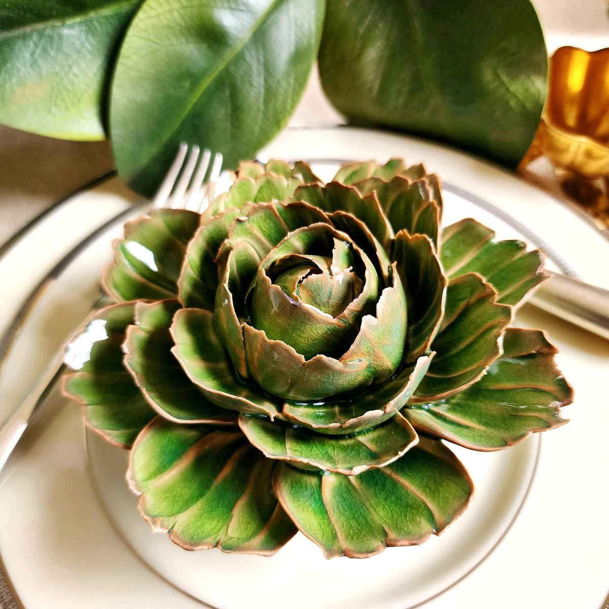 Punctilious Mr. P's Place Card Co. - Ceramic Blossom- Tipped Peony- Olive
