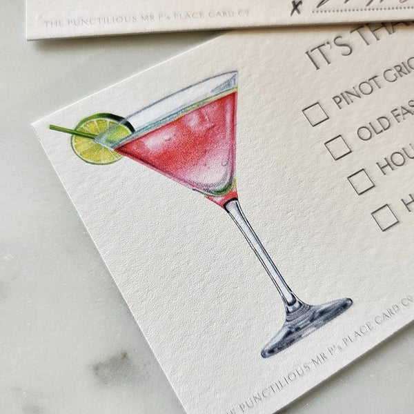 Custom Cocktail Cards - The Punctilious Mr. P's Place Card Co.
