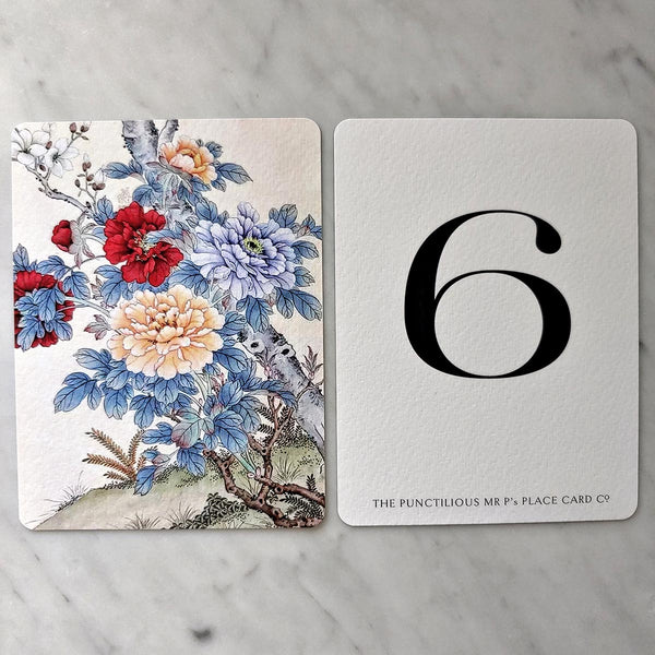 Custom Table Number Cards s/4 - The Punctilious Mr. P's Place Card Co.