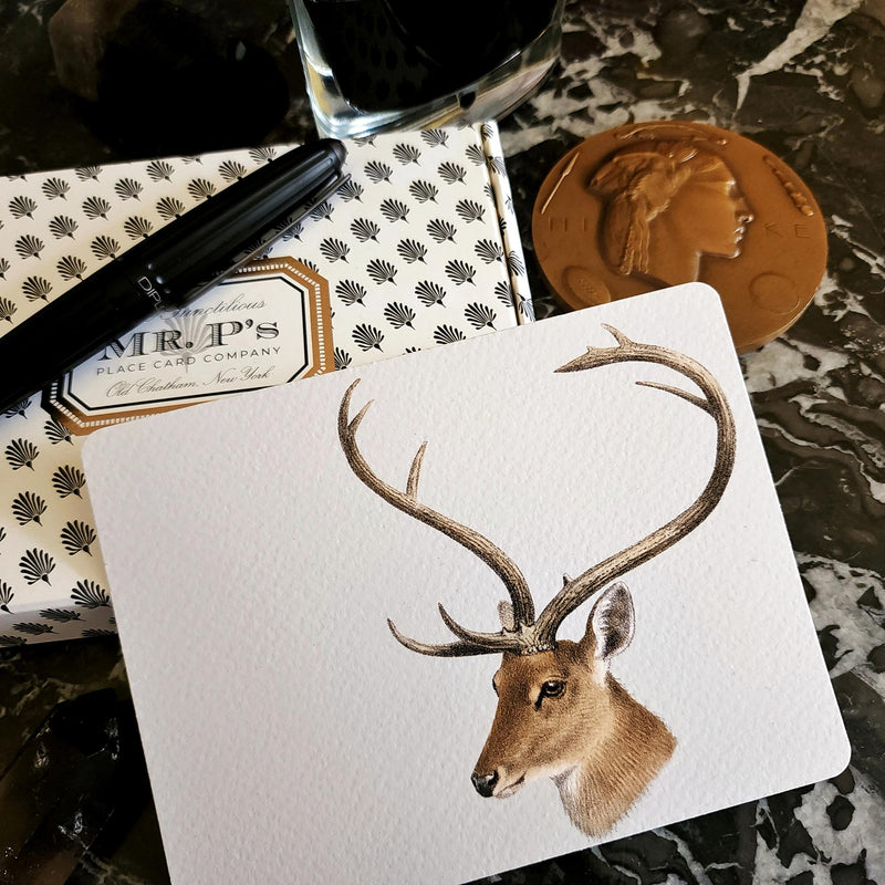 Deer - Pack of Custom Note Cards - The Punctilious Mr. P's Place Card Co.