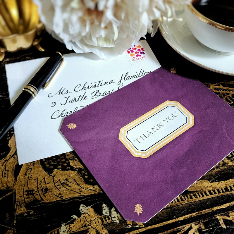 Envoy: Aubergine - Custom Thank You Note Cards - The Punctilious Mr. P's Place Card Co.