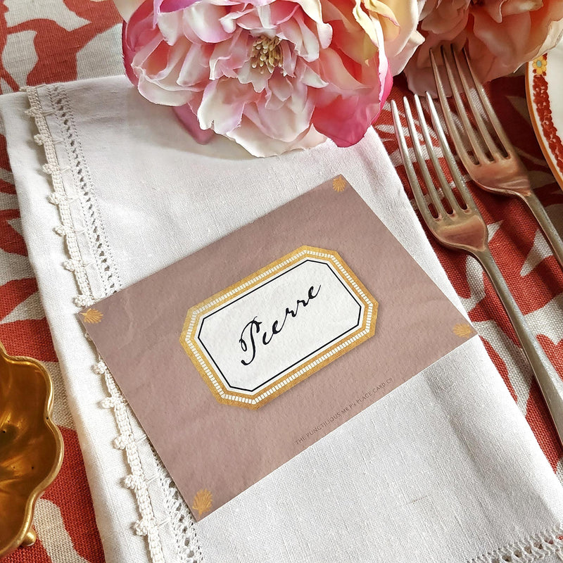 Envoy: Brique - Custom Place Cards - Laydown Event Size - The Punctilious Mr. P's Place Card Co.