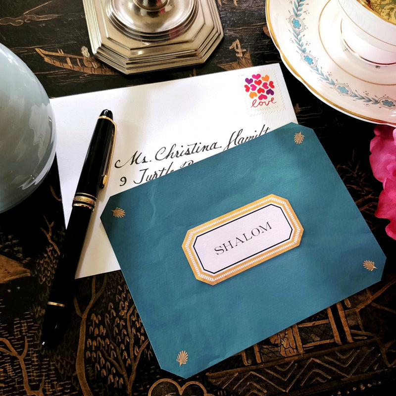 Envoy: Shalom Custom Note Cards - The Punctilious Mr. P's Place Card Co.