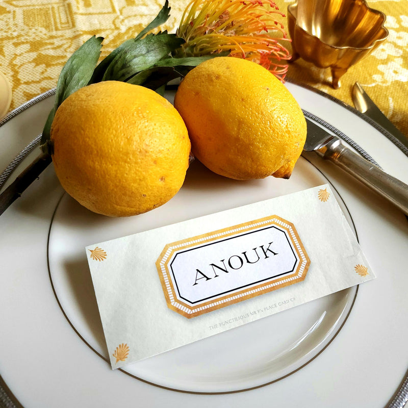 Envoy: Soleil - Custom Place Cards - Laydown - The Punctilious Mr. P's Place Card Co.