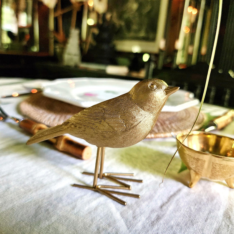 Golden Songbird Figurine - The Punctilious Mr. P's Place Card Co.