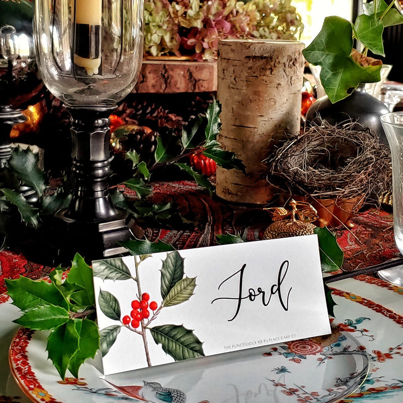 Holly - Custom Place Cards - Laydown - The Punctilious Mr. P's Place Card Co.