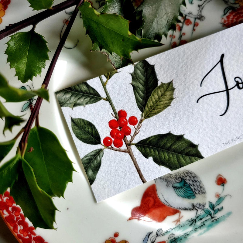 Holly - Custom Place Cards - Laydown - The Punctilious Mr. P's Place Card Co.