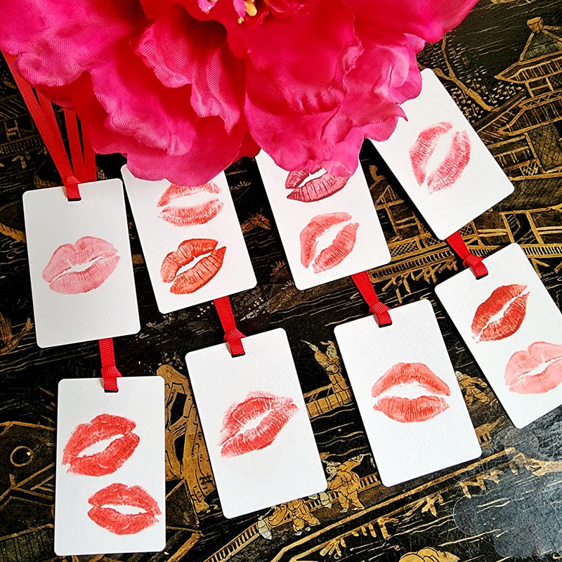Kisses - Custom Gift Tags - Set/ 8 - The Punctilious Mr. P's Place Card Co.