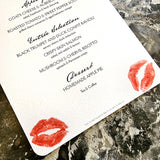 Kisses - Custom Menu Cards - s/4 - The Punctilious Mr. P's Place Card Co.