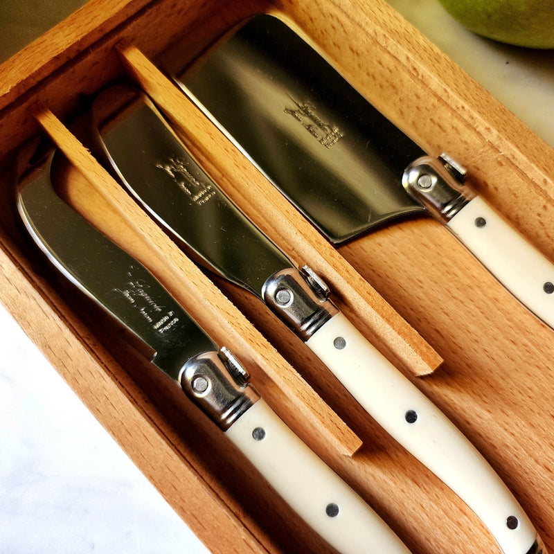 Laguiole Ivorine Mini Cheese Knives - The Punctilious Mr. P's Place Card Co.