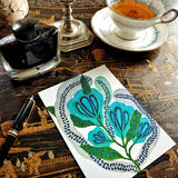 Marian McEvoy: 'Blue Flower' - Note Card Set - The Punctilious Mr. P's Place Card Co.