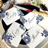 Marian McEvoy: Floral Fantasia - Custom Place Cards - Laydown - The Punctilious Mr. P's Place Card Co.