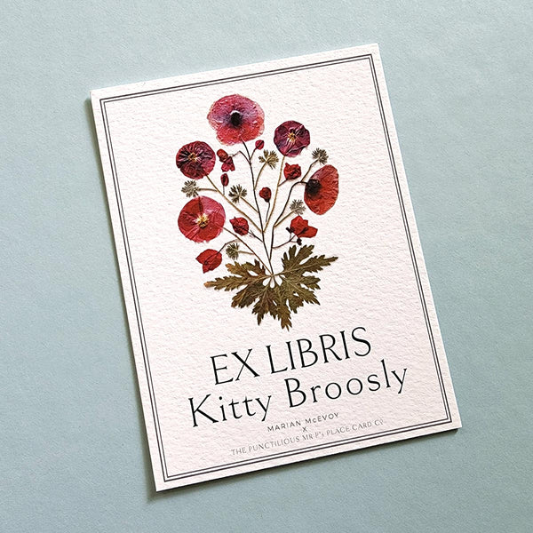 Marian McEvoy: Pressed Poppies - Custom Bookplate - The Punctilious Mr. P's Place Card Co.