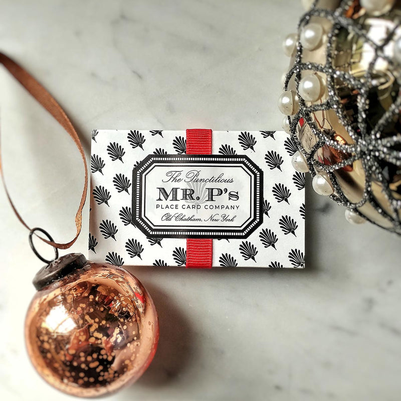 Mid - Century Baubles - Custom Place Cards - Upright - The Punctilious Mr. P's Place Card Co.