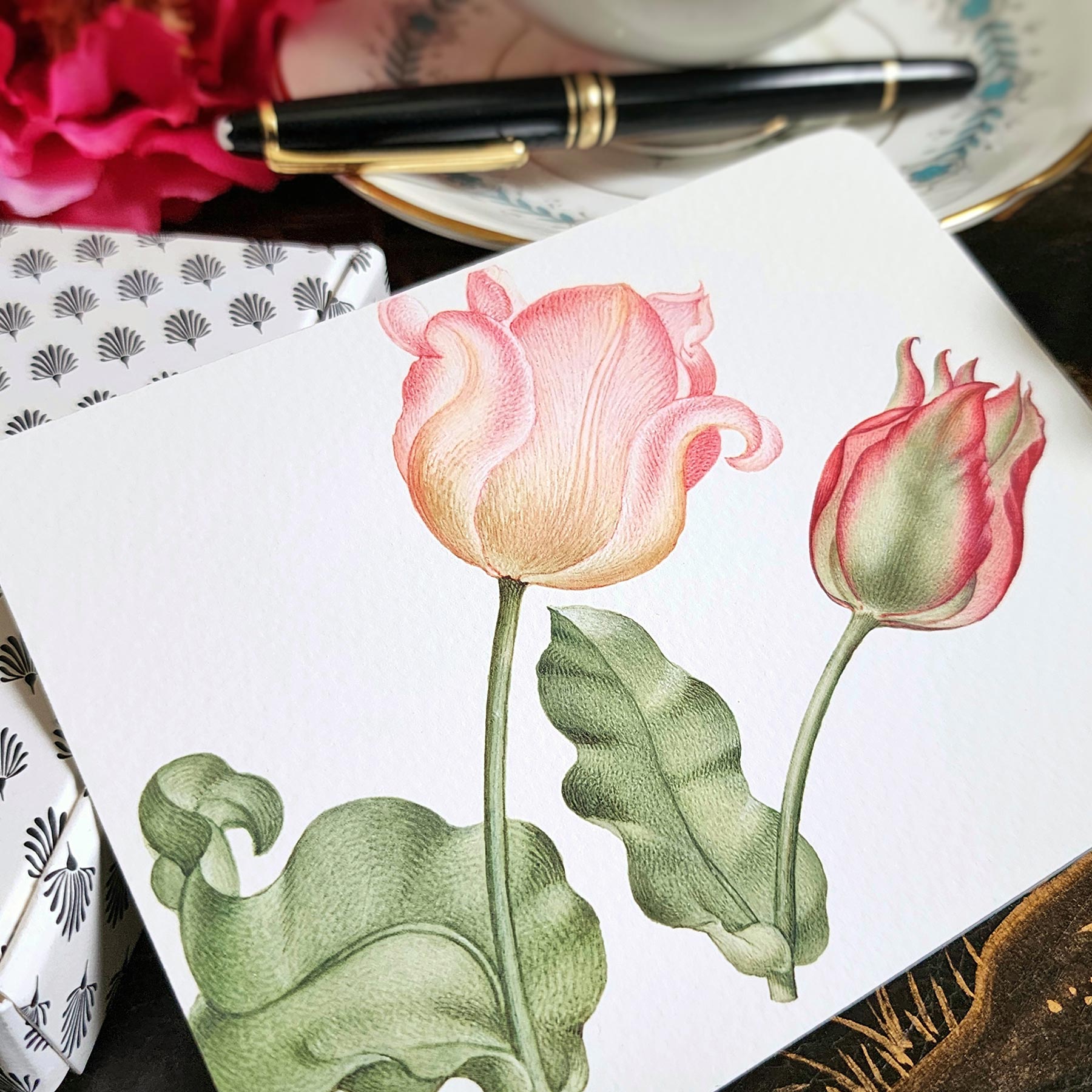 Set/12 Blossoms Flower Custom Note Cards Set