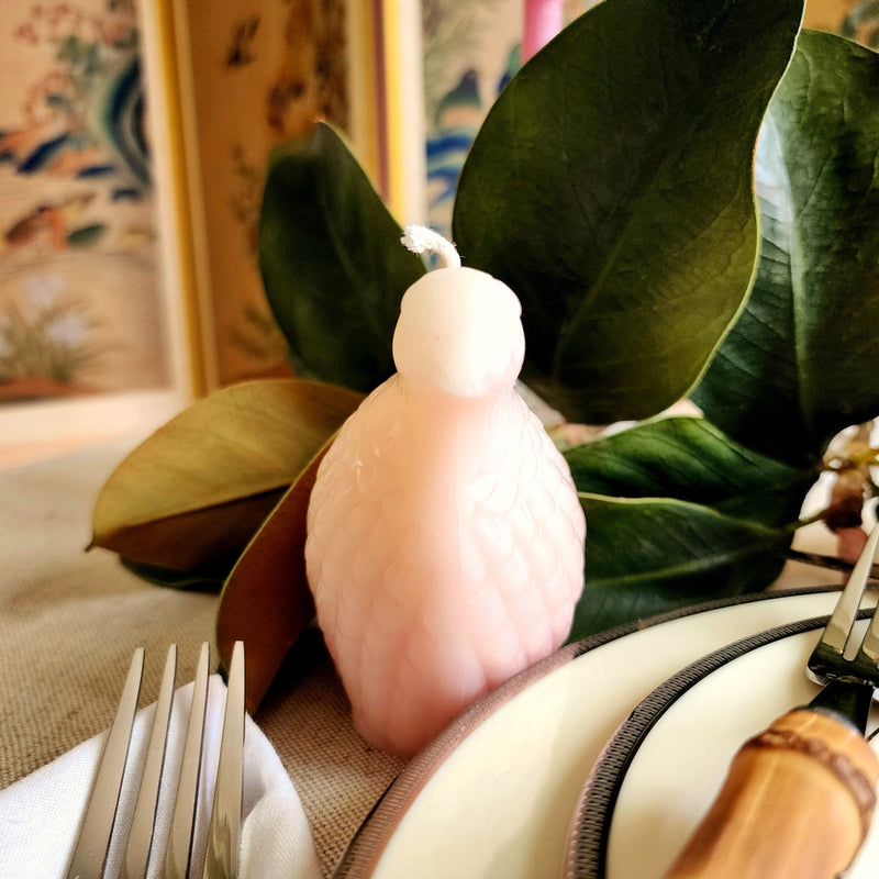 Partridge Beeswax Candle - Blush - The Punctilious Mr. P's Place Card Co.